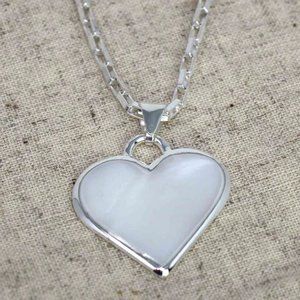 Abalone Shell White Heart Pendant with Chain